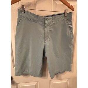 Johnnie-O Mens Blue Performance Golf Shorts Size 32 Micro Texture Flat Front